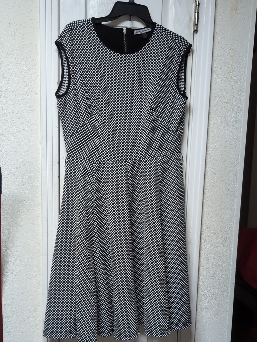 Danny & Nicole Black and White Polka Dot Sleeveless Midi Dress